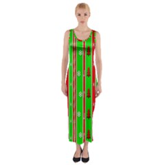 Christmas Paper Pattern Fitted Maxi Dress