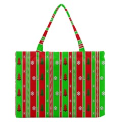 Christmas Paper Pattern Medium Zipper Tote Bag