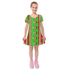 Christmas Paper Pattern Kids  Short Sleeve Velvet Dress