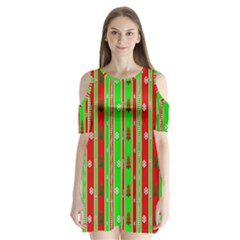 Christmas Paper Pattern Shoulder Cutout Velvet  One Piece