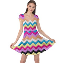 Chevrons Pattern Art Background Cap Sleeve Dresses