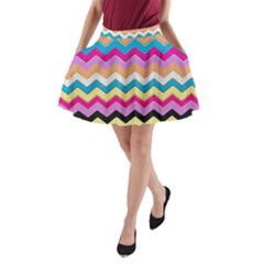 Chevrons Pattern Art Background A-line Pocket Skirt by Nexatart