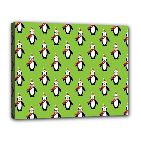 Christmas Penguin Penguins Cute Canvas 14  x 11 