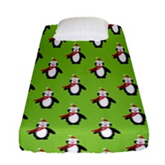 Christmas Penguin Penguins Cute Fitted Sheet (single Size) by Nexatart