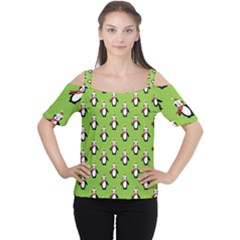 Christmas Penguin Penguins Cute Women s Cutout Shoulder Tee