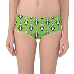 Christmas Penguin Penguins Cute Mid-waist Bikini Bottoms