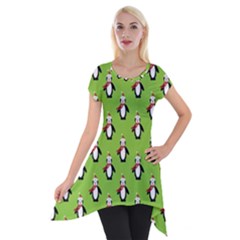 Christmas Penguin Penguins Cute Short Sleeve Side Drop Tunic