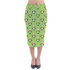 Christmas Penguin Penguins Cute Velvet Midi Pencil Skirt