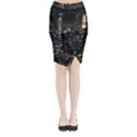 City At Night Lights Skyline Midi Wrap Pencil Skirt View1