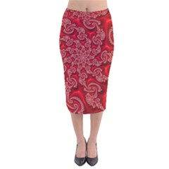 Fractal Art Elegant Red Velvet Midi Pencil Skirt by Nexatart