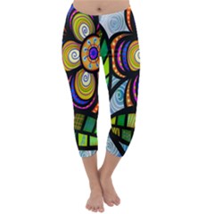 Folk Art Flower Capri Winter Leggings  by Nexatart