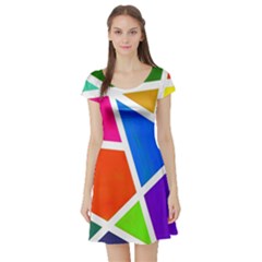 Geometric Blocks Short Sleeve Skater Dress by Nexatart