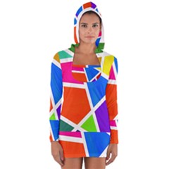 Geometric Blocks Women s Long Sleeve Hooded T-shirt by Nexatart