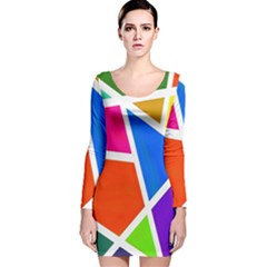 Geometric Blocks Long Sleeve Velvet Bodycon Dress