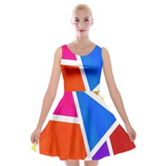 Geometric Blocks Velvet Skater Dress by Nexatart