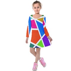 Geometric Blocks Kids  Long Sleeve Velvet Dress by Nexatart