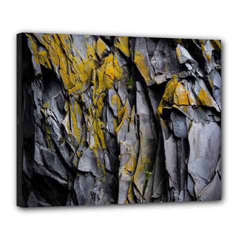 Grey Yellow Stone Canvas 20  X 16  by Nexatart