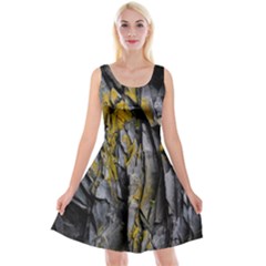 Grey Yellow Stone Reversible Velvet Sleeveless Dress