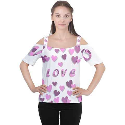 Love Valentine S Day 3d Fabric Women s Cutout Shoulder Tee by Nexatart