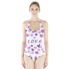 Love Valentine S Day 3d Fabric Halter Swimsuit