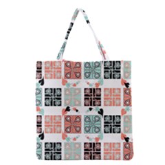 Mint Black Coral Heart Paisley Grocery Tote Bag by Nexatart