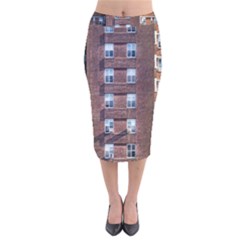 New York Building Windows Manhattan Velvet Midi Pencil Skirt by Nexatart