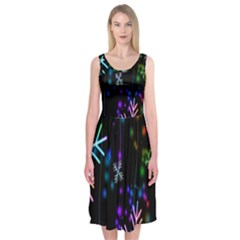 Nowflakes Snow Winter Christmas Midi Sleeveless Dress by Nexatart