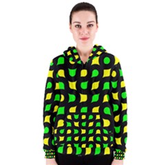 Yellow Green Shapes                                                     Women s Zipper Hoodie by LalyLauraFLM