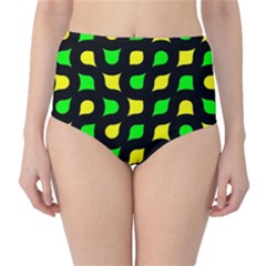 Yellow Green Shapes                                                     High-waist Bikini Bottoms by LalyLauraFLM