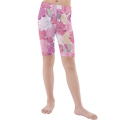 Peonies Flower Floral Roes Pink Flowering Kids  Mid Length Swim Shorts