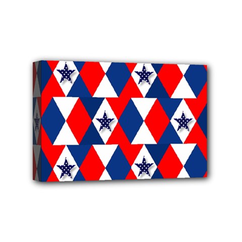 Patriotic Red White Blue 3d Stars Mini Canvas 6  X 4 