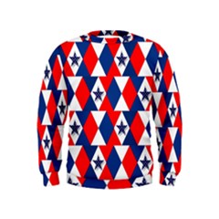 Patriotic Red White Blue 3d Stars Kids  Sweatshirt by Nexatart