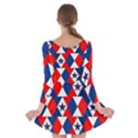 Patriotic Red White Blue 3d Stars Long Sleeve Skater Dress View2