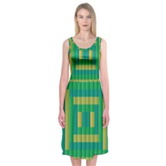 Pattern Grid Squares Texture Midi Sleeveless Dress