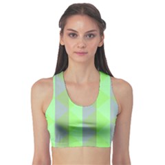 Squares Triangel Green Yellow Blue Sports Bra