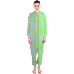 Squares Triangel Green Yellow Blue Hooded Jumpsuit (Ladies) 