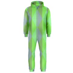 Squares Triangel Green Yellow Blue Hooded Jumpsuit (Men) 