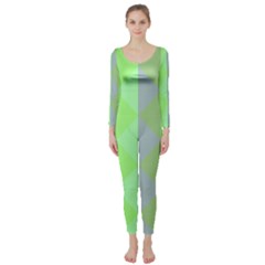 Squares Triangel Green Yellow Blue Long Sleeve Catsuit