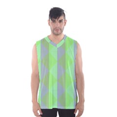 Squares Triangel Green Yellow Blue Men s Basketball Tank Top