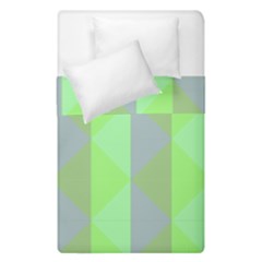 Squares Triangel Green Yellow Blue Duvet Cover Double Side (Single Size)