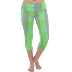 Squares Triangel Green Yellow Blue Capri Yoga Leggings