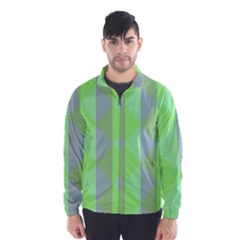 Squares Triangel Green Yellow Blue Wind Breaker (Men)