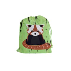 Red Panda Bamboo Firefox Animal Drawstring Pouches (medium)  by Nexatart