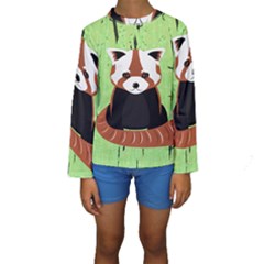 Red Panda Bamboo Firefox Animal Kids  Long Sleeve Swimwear by Nexatart