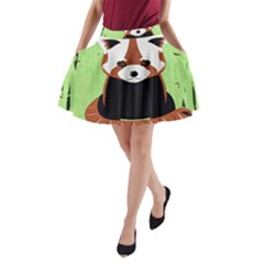 Red Panda Bamboo Firefox Animal A-line Pocket Skirt by Nexatart