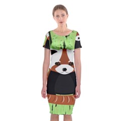 Red Panda Bamboo Firefox Animal Classic Short Sleeve Midi Dress by Nexatart