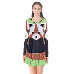 Red Panda Bamboo Firefox Animal Flare Dress by Nexatart