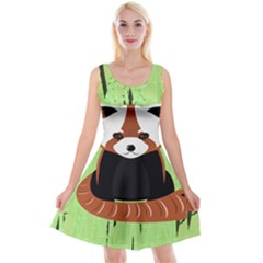 Red Panda Bamboo Firefox Animal Reversible Velvet Sleeveless Dress by Nexatart