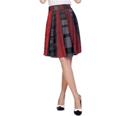 Red Building City A-line Skirt by Nexatart