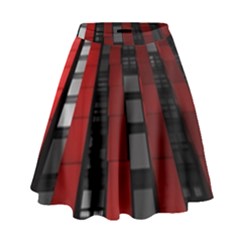 Red Building City High Waist Skirt by Nexatart